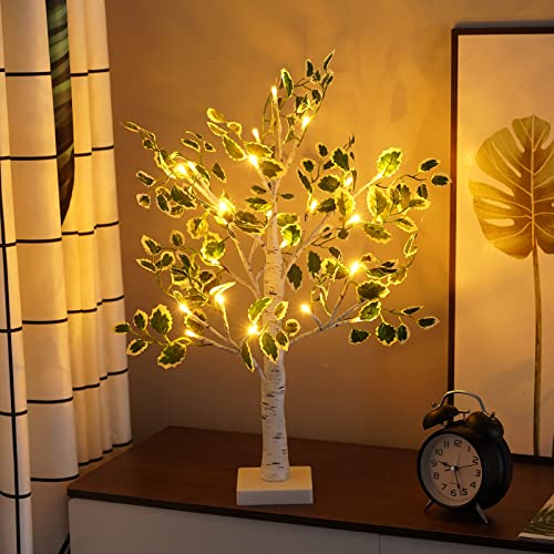 ACAREY Weihnachtsdeko LED Baum Licht mit 24 LEDs, Lichterbaum Für Innen Weihnachten 24'' Baum Deko Bäumchen Lichterbaum Für Weihnachtsdeko Innendeko Tisch Herbstdeko Zum Aufhängen (Grün) von ACAREY