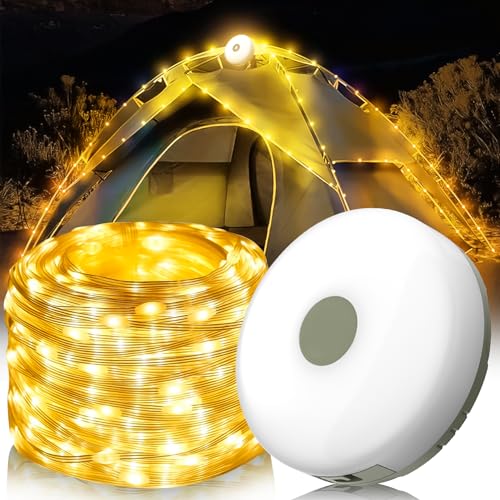 Camping Lichterkette Aufrollbar Led Streifen Lichterkette Innen USB LED Lichterkette mit Wiederaufladbar Batterie, IP67 Wasserdicht Warmweiß Lichterketten Für Canmping, Party, Hochzeit (Warm 10M) von ACAREY