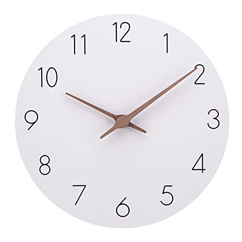 ACCSHINE MDF Holz Wanduhr Ohne TickgeräUsche Lautlos Modern 30cm Quarz Groß Batterie Betriebene Wanduhr Einfach zu Lesen für Zimmer Zuhause KüChe Schlafzimmer BüRo Schule (Weiß) von ACCSHINE