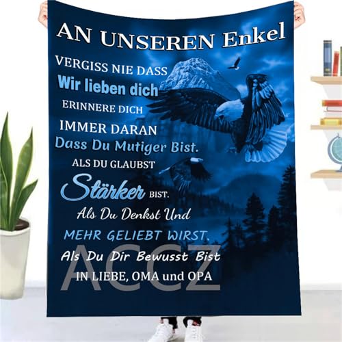 ACCZ Kuscheldecke Personalisierte Decke Enkel Geschenke An Unseren Enkel Von Oma und Opa, Decke An Meine Enkel von Oma, 18 Geburtstag Junge, Witziges Weihnachten Abschluss-Geschenke von ACCZ