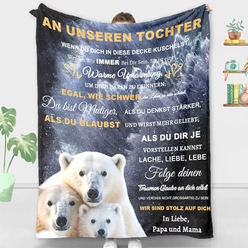 ACCZ Personalisierte Decke für Tochter von Mama und Papa, Kuscheldecke Flauschige Geschenke An Unsere Tochter, Geburtstagsgeschenk für Tochter, Mädchen Geburtstags Abschluss-Geschenke von ACCZ