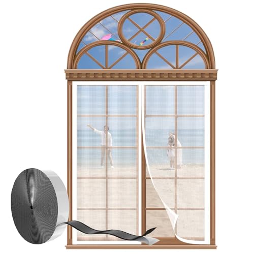 65x105cm Magnet Fliegengitter Fenster，Insektenschutz Tür Automatisches Schließen Moskitonetz Fliegengittertüren,für Balkontür Wohnzimmer Terrassentür，Weiß von ACJSDGL