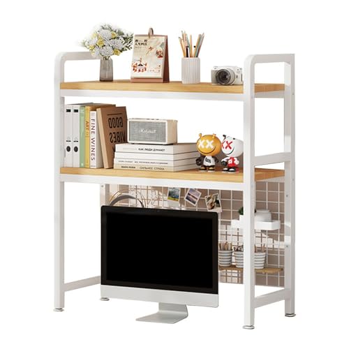 ACLFFSHOP Schreibtisch Bücherregal mit regalaufsatz, 3-stöckig Organizer Tisch Regal für Computertisch, Holz-Arbeitsplatte Computer-Desktop-Bücherregal für Zuhause, Bücherregal(55-75CM) von ACLFFSHOP