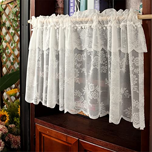 ACMHNC Scheibengardine Transparent Voile Küche Vorhang Romantische Landhausstil Weiß Spitzenvorhang Stickerei Blumenmuster Bistrogardine 1 Stück,Weiß,W x H 150 x 50 cm ACMHNC Scheibengardine Transparent Voile Küche Vorhang Romantische Landhausstil Weiß Spitzenvorhang Stickerei Blumenmuster Bistrogardine 1 Stück,Weiß,W x H 150 x 50 cm von ACMHNC
