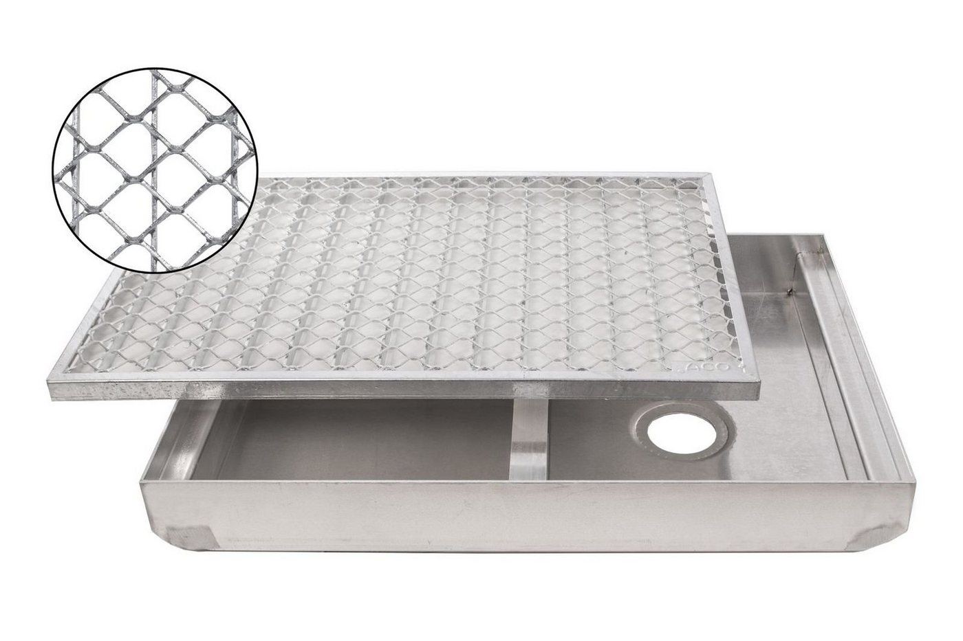 Fußmatte ACO Abtrittrost Streckmetall Fußabtreter + Emco ALU Bodenwanne Schuhabstreifer Abstreifer Wanne, ACO Severin Ahlmann GmbH & Co. KG, rechteckig, Höhe: 80 mm, für den Außenbereich von ACO Severin Ahlmann GmbH & Co. KG