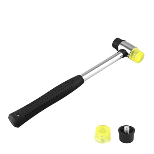 Gummihammer, 25 mm Hammerhammer, Doppelkopfhammer,Schonhammer Mit 2 Ersatz-hammerköpfen Mit Rutschfestem Gummigriff für Lederhandwerk DIY Handwerkzeug Heiminstallationswerkzeuge von ACONDE