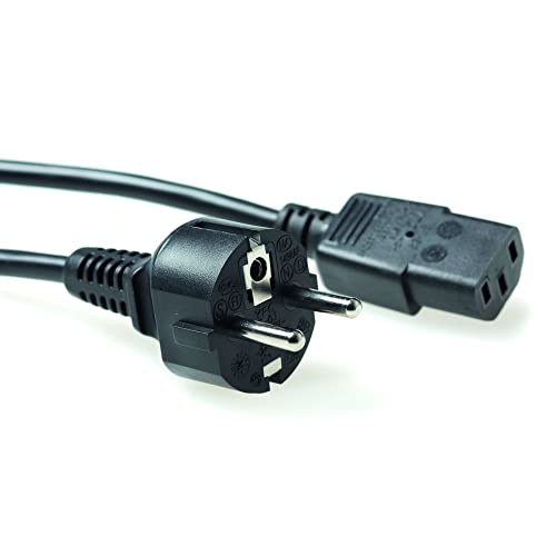 ACT Kaltgerätekabel 2.5m, C13 Kabel, PC Stromkabel, CEE 7/7 Schutzkontakt auf C13 3 Pin – AK5017 Schwarz von ACT