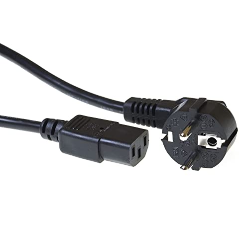 ACT Kaltgerätekabel 4m, C13 Kabel, PC Stromkabel, CEE 7/7 auf C13 3 Pin – Schutzkontakt gewinkelt - AK5125 Schwarz von ACT