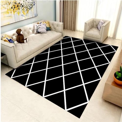 AD6H-CZ Schwarze Teppiche, Schlafzimmerteppiche für Mädchen, geruchlose Jungenteppiche,Schwarz,200x300cm von AD6H-CZ
