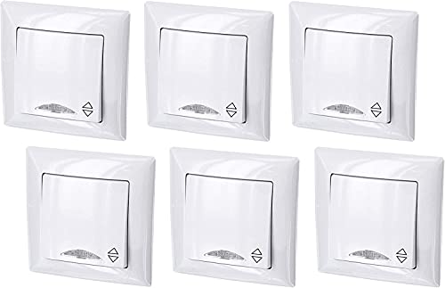 6er Pack, Unterputz Wechselschalter, LED, All-in-One, Serie G1 reinweiß von ADAKAT