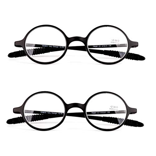 TR 90 Rahmen-Lesebrille Ultraleichte runde Brille Flexible Bügel-Komfortbrille Empfohlen für kleines Gesicht, Schwarz/Orange von ADASP lesebrille
