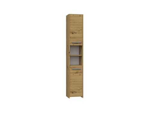 ADGO Badhochschrank 30x30x170cm, Hochschrank, Schmales Badezimmerregal, Badezimmer Regal Schrank für Bad Badregal, Badmöbel, Aufklappbare Schränke, Eng, Freistehend (S30, Artisan Eiche) von ADGO