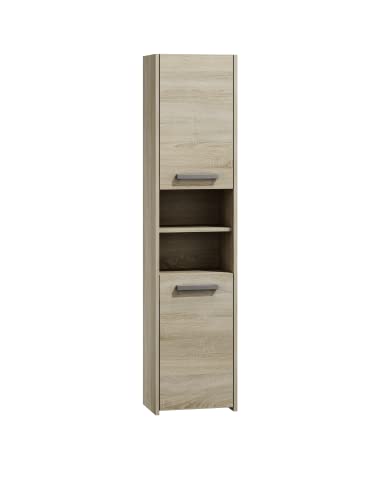 ADGO Badhochschrank 30x40x170cm, Hochschrank, Schmales Badezimmerregal, Badezimmer Regal Schrank, Bad Badregal, Badmöbel, Aufklappbare und Abschließbare Schränke, Eng, Freistehend (S40, Sonoma Eiche) von ADGO