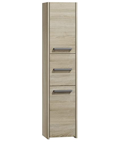 ADGO Badhochschrank 30x40x170cm, Hochschrank, Schmales Badezimmerregal, Badezimmer Regal Schrank, Bad Badregal, Badmöbel, Aufklappbare und Abschließbare Schränke, Eng, Freistehend (S43, Sonoma Eiche) von ADGO