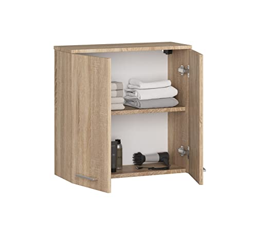 ADGO FIN W60 Badezimmerschrank Hängend 60x60x22,5 cm, Wandschrank Badezimmer Sonoma, Badezimmerschrank mit 2 Türen, Hängeschranke, Badmöbel, Aufbewahrungsschrank, Badschrank von ADGO