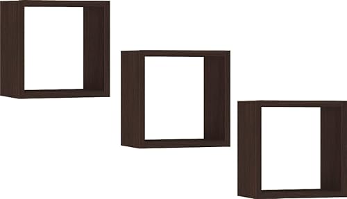 ADGO K Wandregal Hängend 3 Stück, 3X 25x25cm, Set Hängeregale Cube 3er Set, Quadratisches, Modulares, Würfelregal, Bücherregal, Schweberegal, Regal Quadrat für Bücher, Regale für die Wand (Wenge) von ADGO