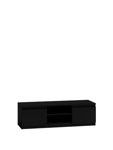 ADGO RTV 120 TV-Ständer mit 2 Schränken und 2 Regalen 120x40x36cm, TV-Lowboard, Lowboard für Fernseher, Fernsehschrank, Fernsehtisch, Stehend TV-Regal, Board mit Stauraum, Langer (Schwarz) von ADGO