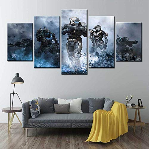 ADGUH 5 Bilder Leinwan 5 Panels Videospiele Halo Poster Wandkunst Leinwand Malerei Bilder Für Wohnzimmer Wohnkultur5 Drucke auf Leinwand von ADGUH