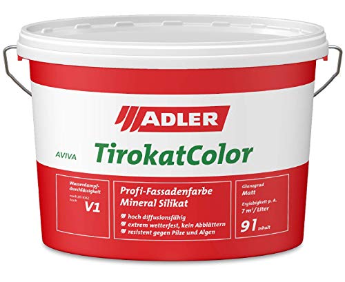 ADLER AVIVA Tirokat-Color - 1 Liter - B27/5 Porzellan - Wetterbeständige, mineralische Fassadenfarbe auf Wasserbasis. Hochwertige Silikatfarbe für außen von ADLER