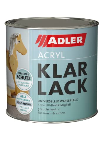 ADLER Acryl Klarlack Matt 125 ml - Acryllack mit Grundierwirkung, Grund- und Decklack für innen und außen - Wetterfester Lack für Holz, Metall & Kunststoff von ADLER
