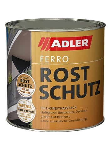 ADLER Ferro Rostschutz - RAL8017 Schokoladenbraun 375 ml - Dekorative, beständige Rostschutzfarbe für Eisen, Stahl, Zink und Aluminium für Innen und Außen - restrostverträglich mit Grundierwirkung von ADLER