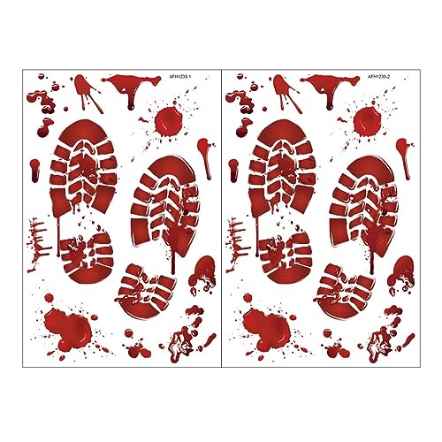 Gruselige Halloween Horror 2023 Y2^K Halloween Blut Fußabdrücke Dekorative Aufkleber Party Aufkleber (2 PCs) Personalisierte Aufkleber Aufkleber für Kindergarten (B, One Size) von ADMAY