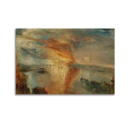 ADovz J.M.W.Turner Poster The Burning of The Houses of Lords And Commons 1834, Kunst, Leinwand, Gemälde, Dekor, Wanddruck, Fotogeschenke, Heimdekoration, 60 x 90 cm von ADovz