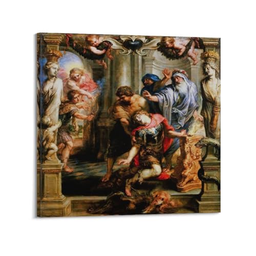 Poster "Der Tod von Achilles" von Peter Paul Rubens, Leinwandkunst und Wandkunst, Bilddruck, moderne Familienschlafzimmer-Dekoration, 30 x 30 cm von ADovz