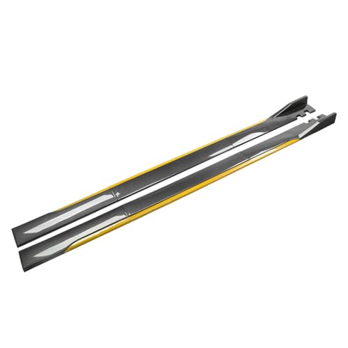 AEFMBCZ Auto Seitenschweller für LINCO MKS 2010-2023,Car Seitenrock Diffusor Winglet Verlängerungskörper Schürzen Seitenschweller Splitter Seiten Splitterplatte,A-Carbon Fiber Yellow von AEFMBCZ