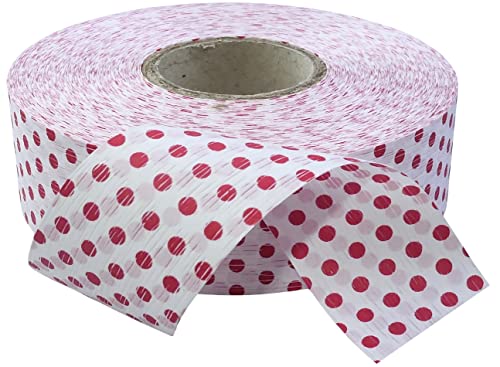 AERZETIX - C54163 - Rolle bandrolle band streifen schnur für geschenkverpackung blumen 3 cm x 67 m - für dekoration zeremonie hochzeit geburtstag party - farbe weiß mit rot punkten von AERZETIX