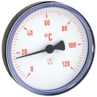 Bimetall-Thermometer - Gehäuse ABS-Kunststoff schwarz (ø 63 mm), 1/2'' x 40 mm, Skala 0-120 °c, rot - Afriso von AFRISO