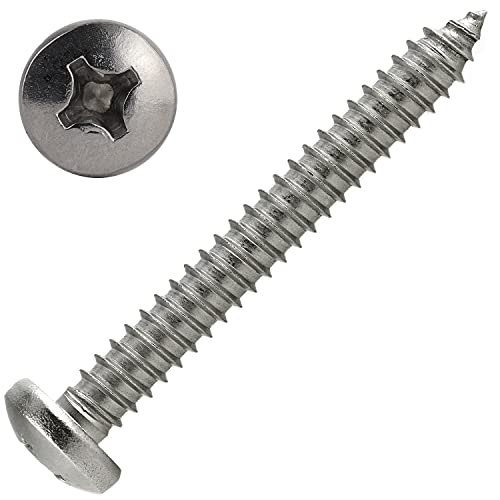 Blechschrauben Selbstschneidend mit Linsenkopf und Kreuzschlitz H 4,2x13mm (25 Stück) DIN 7981 / ISO 7049 aus Edelstahl A2 V2A Phillips Form C mit Spitze | AG-BOX® von AG-BOX