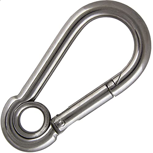 Karabinerhaken mit Kausche 10x100 mm (1 Stück) aus Edelstahl A4 V4A Feuerwehr Karabiner-Haken Schnapphaken Edelstahlkarabiner Verschluss Karabiner Schnappverschluss | AG-BOX® von AG-BOX