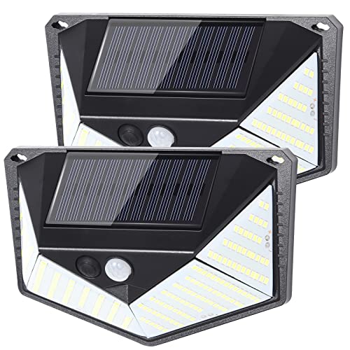 AGM Solarlampen für Außen 2 Stück, 220 LED 3 Modi 270° LED Solar Aussenleuch mit Bewegungsmelder, IP65 Wasserdichte Solarleuchten Garten Wandleuchte für Wand Post Pathway Garten von AGM