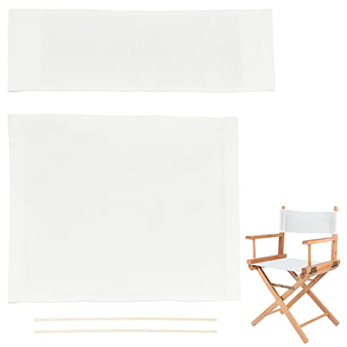 AHANDMAKER 1 Set Stuhl-Ersatzleinwand, Weißes Casual Directors Chair Cover Kit Ersatzsitz Und Rückenlehne Aus Segeltuch Mit Holzstäbchen Leicht Zu Reinigen Für Director Makeup Chair, 47.5x38.5/52x17cm von AHANDMAKER