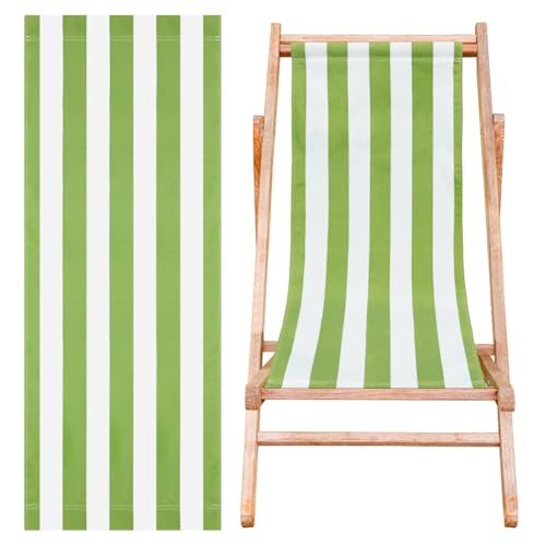 AHANDMAKER Beach Sling Chair Ersatzleinwand, Ersatz-Canvas Für Loungesessel Mit Olivgrünen Und Weißen Streifen, Einfacher Sling-Sessel, Ersatzstoff Für Strandstuhl, Sling-Sessel (46.06x17.13,(5) cm) von AHANDMAKER