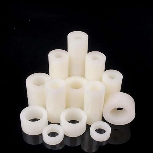 20/50 Stück M3 M4 M5 M6 M8 Weißes ABS-Nylon-Kunststoff-Abstandshalter ohne Gewinde runder hohler Abstandshalter for Leiterplatten-Abstandshalter (Color : White ABS Spacer, Size : M4X3 50PCS) von AHSKY