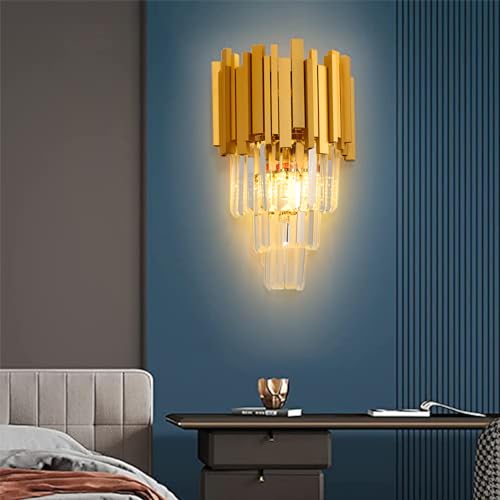 AHXIAOZN E14 Kristall Wandleuchte,LED Innen Wandlampe,Innenleuchte Beleuchtung Dekoration für Wohnzimmer Schlafzimmer Flur Esszimmer Restaurant Hotel küche von AHXIAOZN