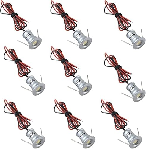 AIBOO 9PCS 12 V LED-Einbauleuchten vertieftes Deckenlicht für Küche, Bücherregale, Treppenbeleuchtung,1 W Mini-LED-Einbaustrahler/EinbauleuchteSchaukasten-Lichtkabinett Downlight (warmweiß) von AIBOO