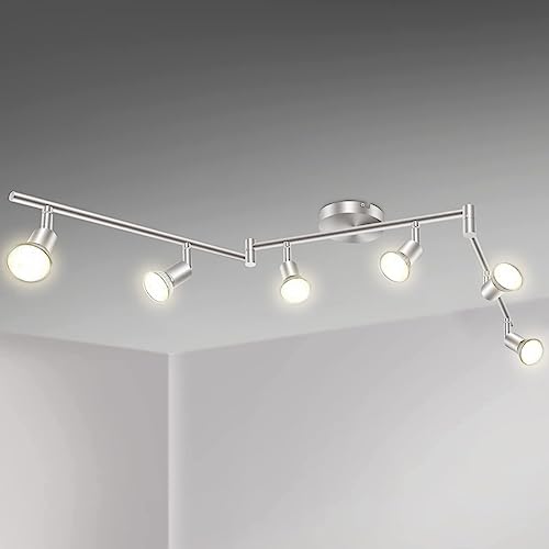 AIBOO LED Deckenstrahler 6 flammig drehbare Strahler für die Decke, flexible Deckenleuchte Schwarz für Schlafzimmer und Wohnzimmer, Schwarz-Nickel (GU10 Birnen nicht enthalten) von AIBOO