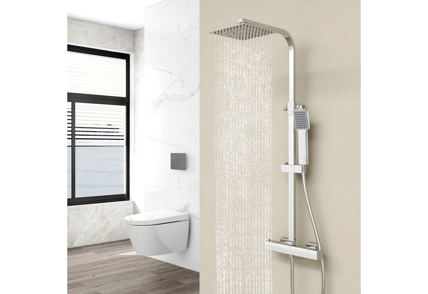 AICA Duschsystem Thermostat Duscharmatur Regendusche Duschset mit Handbrause Massage, Set, Brauseschlauch mit Verdrehschutz AICA Duschsystem Thermostat Duscharmatur Regendusche Duschset mit Handbrause Massage, Set, Brauseschlauch mit Verdrehschutz von AICA