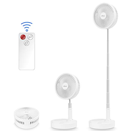 AICase Tisch-und Standventilator mit Fernbedienung,Ventilator leise Standventilator mit 4 Geschwindigkeitsstufen, Ø 19,7 cm, 7200mAh Akku, Höhenverstellbarer und zusammenklappbar, Laden per USB von AICase