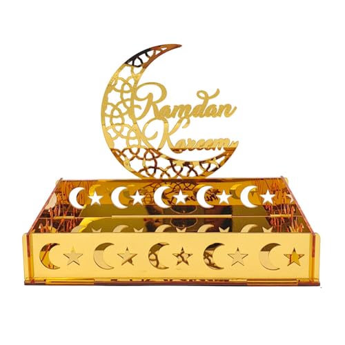 AIDIRui 1 Stück Eid Mubarak Food Tray Ramadan Kareem Dessert Obstplatte Goldener Mond Stern Schloss Islamisches Muslimisches Festival Dekor Geschenk,B von AIDIRui