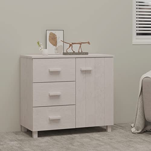 AIJUUKJP Furniture Home Tools Sideboard HAMAR Weiß 90x40x80cm Kiefer massiv von AIJUUKJP