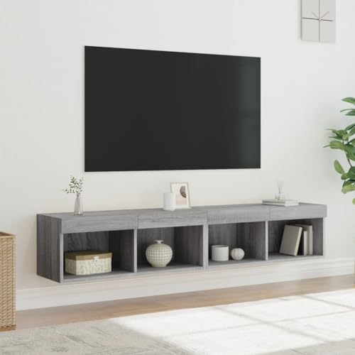 AIJUUKJP Möbel Home Tools TV-Schränke mit LED-Leuchten 2 Stück Grau Sonoma 80x30x30cm von AIJUUKJP