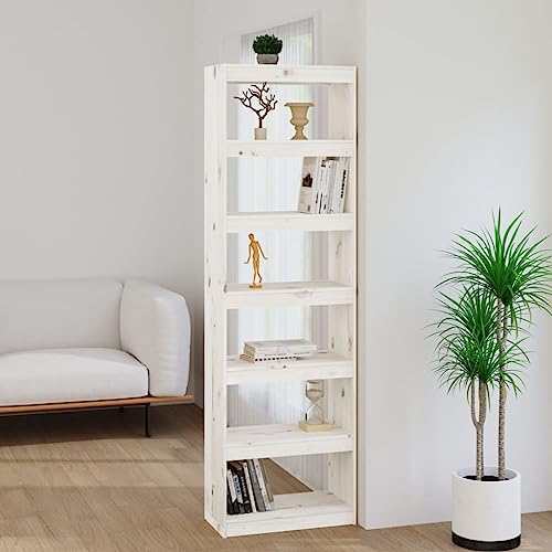 AIJUUKJP Möbel Wohnwerkzeuge Bücherschrank Raumteiler Weiß 60x30x199,5cm Massivholz Kiefer von AIJUUKJP