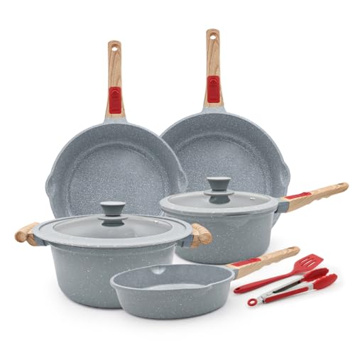AIKENBBKK Keramik Topf und Pfannenset 9-Teilig, Pfanne mit Deckel 20/24/28cm, Stielkasserolle 20cm, Topf 4.7L, Antihaft Keramikbeschichtung Kochgeschirr-Set mit Abnehmbarer Griff- Blau AIKENBBKK Keramik Topf und Pfannenset 9-Teilig, Pfanne mit Deckel 20/24/28cm, Stielkasserolle 20cm, Topf 4.7L, Antihaft Keramikbeschichtung Kochgeschirr-Set mit Abnehmbarer Griff- Blau von AIKENBBKK