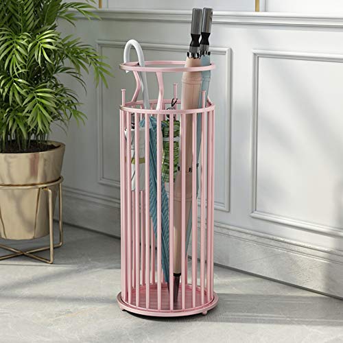 AILILI Schirmständer -Regenschirm Stand,Runden,Golden, Pink,Metallschirmständer,Cutout-Design,Regenschirmständer,für Den Flur Und Das Büro,mit Haken (Color : Pink) von AILILI