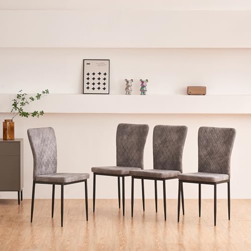 AINPECCA 4er-Set Esszimmerstühle höhen Rückenlehne grün, skandinavischer Wohnzimmerstuhl, Samtstuhl Metallrahmen Esszimmer, Küche und Konferenzraum (4, hellgrau) von AINPECCA