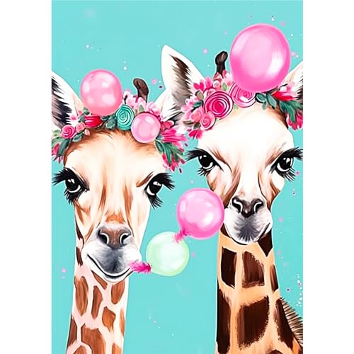 AIRDEA 5D Giraffe Kranz Diamond Painting Erwachsene Kits, DIY Diamond Painting Bilder, Mosaikherstellung Malen Nach Zahlen, Full Drill Malerei Kits für Home Wand Décor 30x40cm von AIRDEA